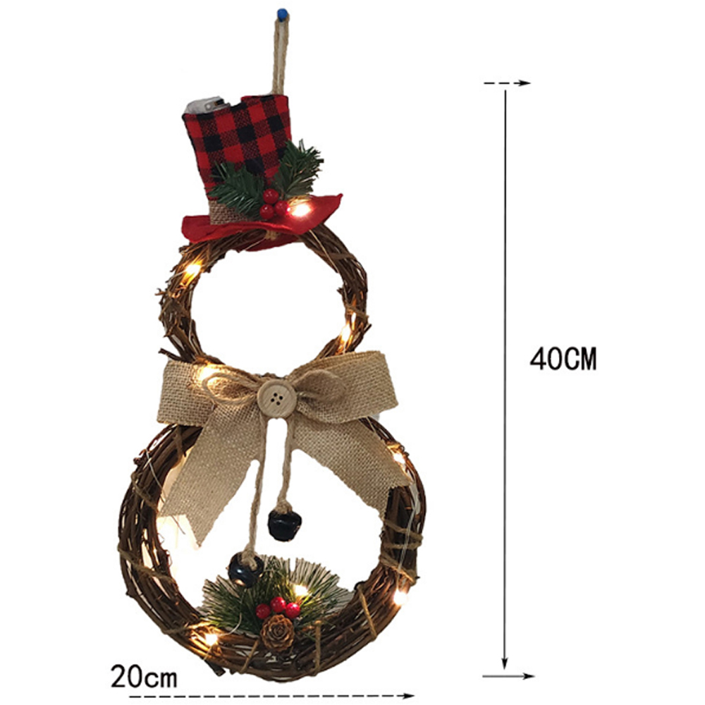 Living and Home Snowman Grapevine LED Wreath 40cm Image 6