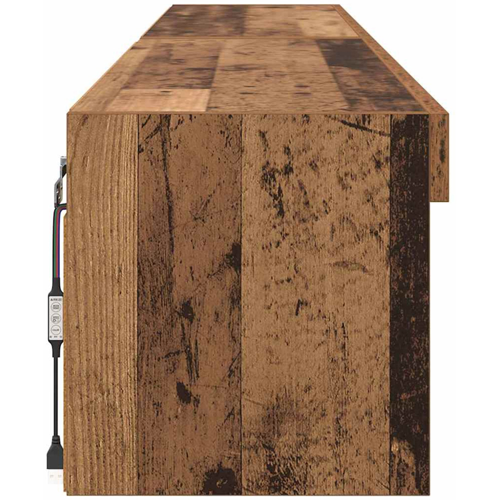 vidaXL 2 Shelf Old Wood Wall Mounted Wide TV Cabinet with LED Light 2 Pack Image 8