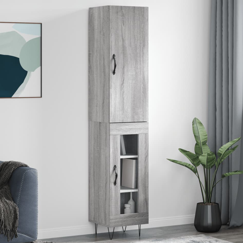 vidaXL 2 Door Grey Sonoma Highboard Image 1