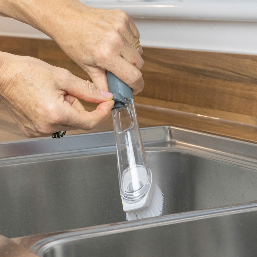 JVL Kitchen Soap Dispensing Dish Brush with Refill Brush Head Image 7