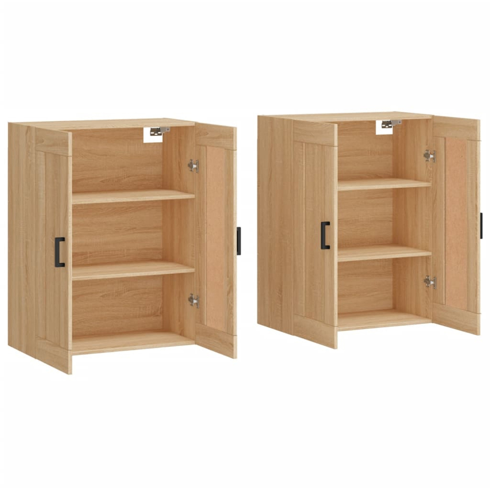vidaXL 2 Door Smoked Oak Wall Mounted Storage Cabinet 2 Pack Image 4