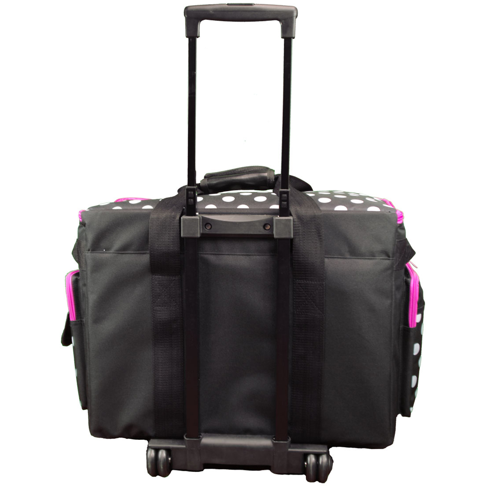 Sewing Online 006106-BLK-PINK Black White Spot Pink Trim Sewing Machine Trolley Bag 53 x 41 x 29cm Image 4
