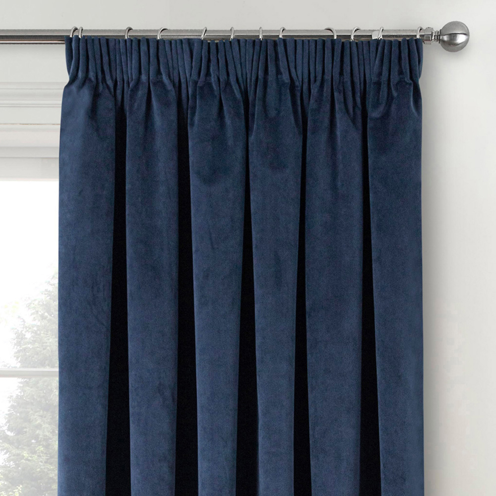 Enhanced Living Oxford Navy Thermal Blackout Pencil Pleat Velvet Curtains 229 x 229cm Image 3