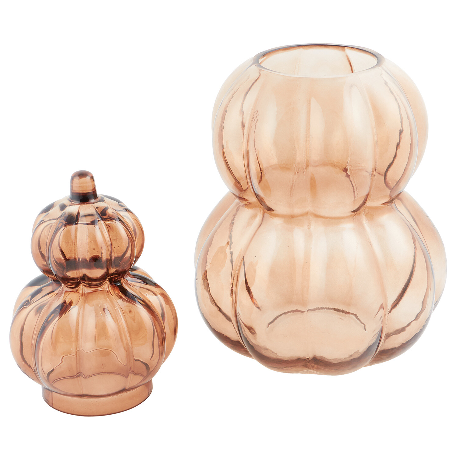 Glass Pumpkin Stack Jar Amber Image 3