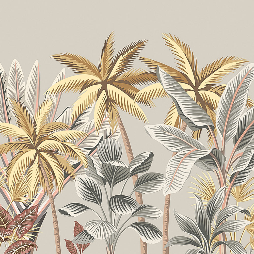 Origin Murals Tropical Palm Trees Grey Wall Mural Image 2