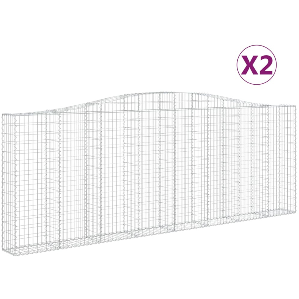 vidaXL Silver Galvanised Iron Arched Gabion Basket 400 x 30 x 140/160cm 2 Pack Image 4