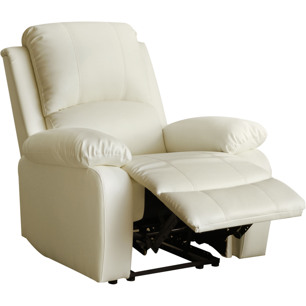 Brooklyn White Bonded Leather Manual Recliner Chair Image 2