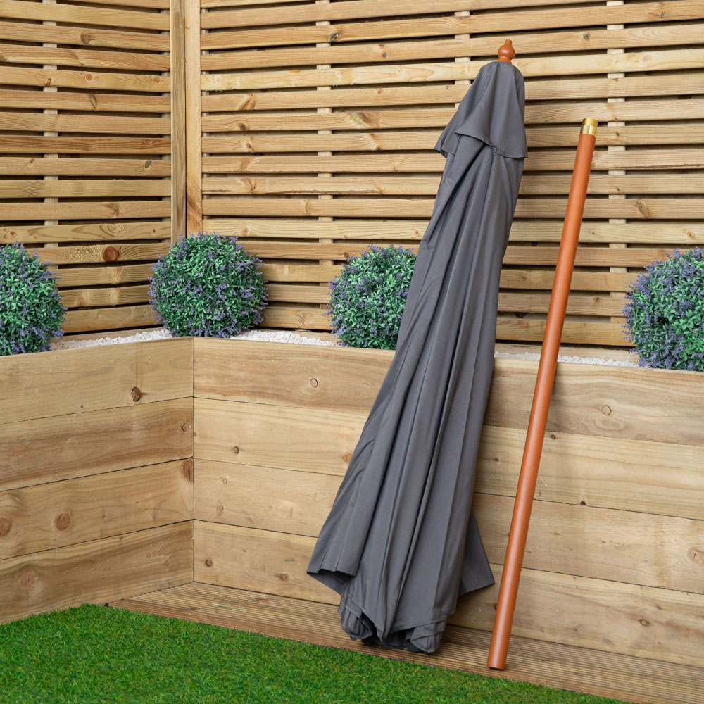 Samuel Alexander Grey Wooden Garden Sun Shade Parasol with Carry Bag 2.7m Image 8
