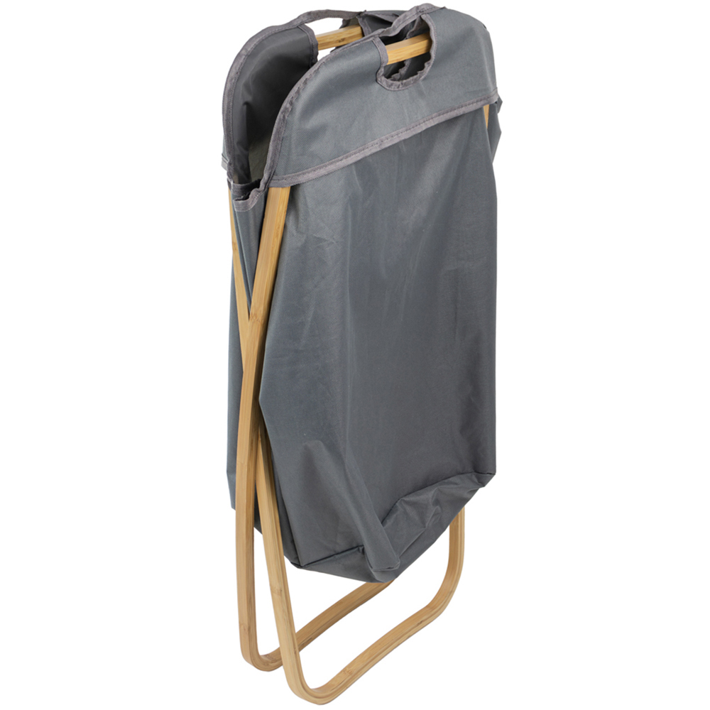 JVL Bambanio Grey Bamboo Foldable Laundry Hamper 100L Image 3