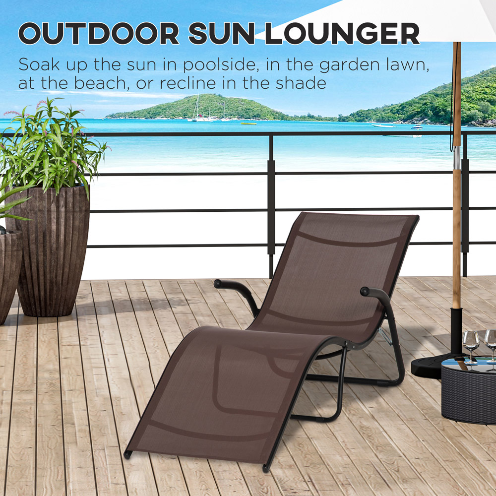 Outsunny Dark Brown Folding Recliner Sun Lounger Image 4