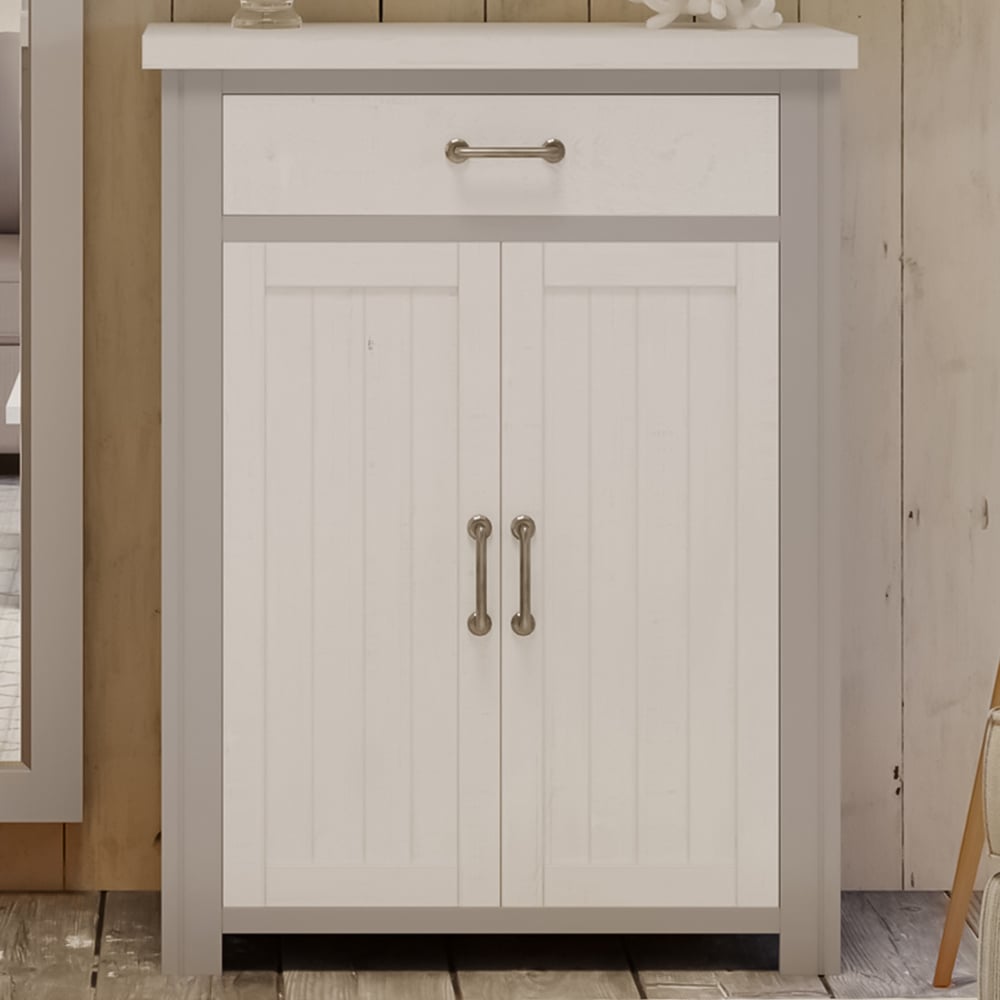 Baumhaus Greystone Single Drawer Double Door Grey Shoe Storage Cabinet Image 1