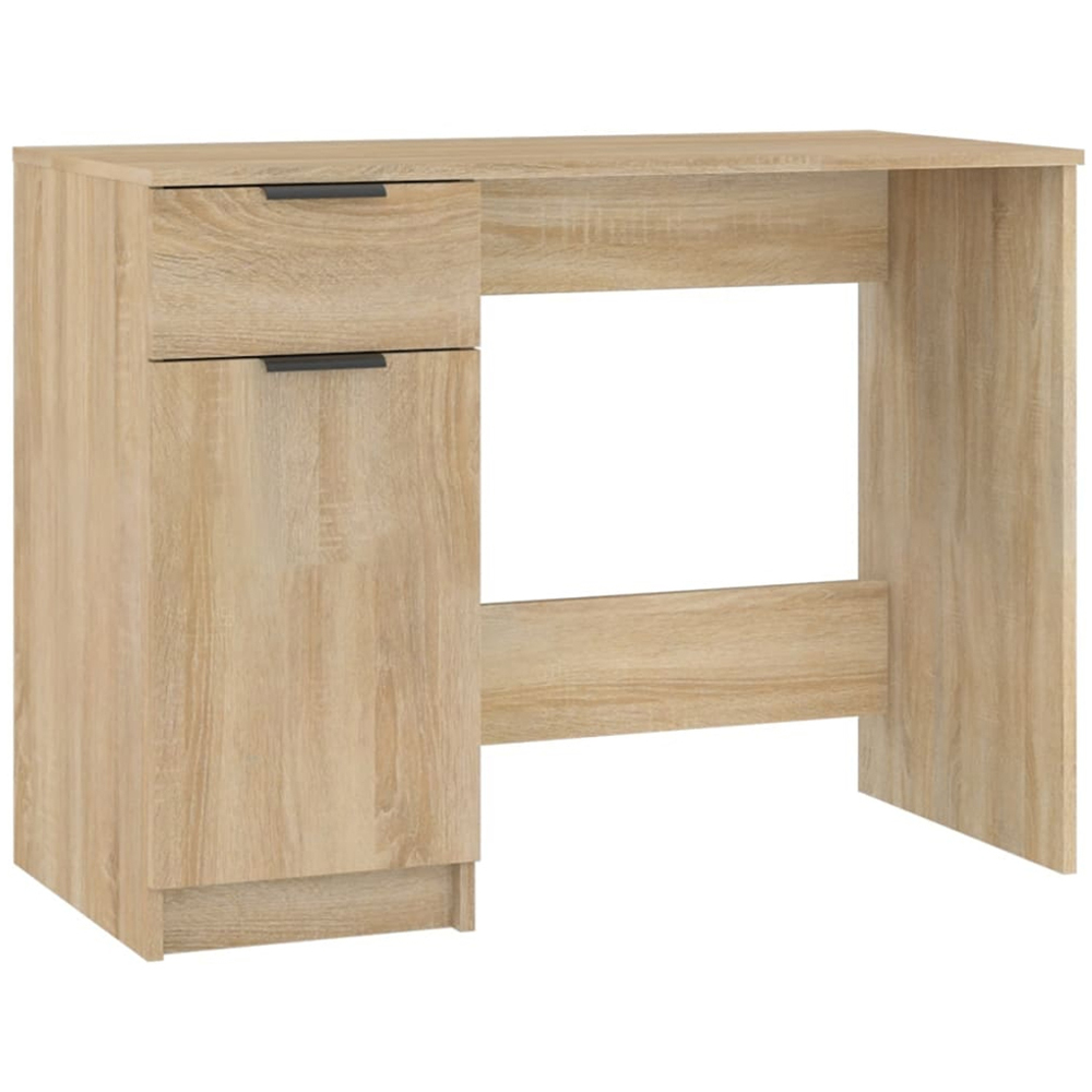 vidaXL Single Door Single Drawer Computer Desk Sonoma Oak Image 2