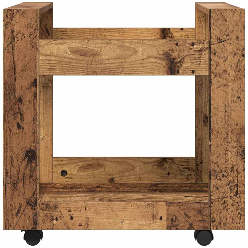 vidaXL 2 Shelf Old Wood Effect Wooden Desk Trolley Image 5