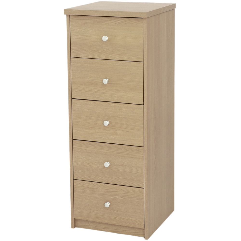 Core Products Freya 5 Drawer Smoked Oak Foil Finish Narrow Chest of Drawers Image 2