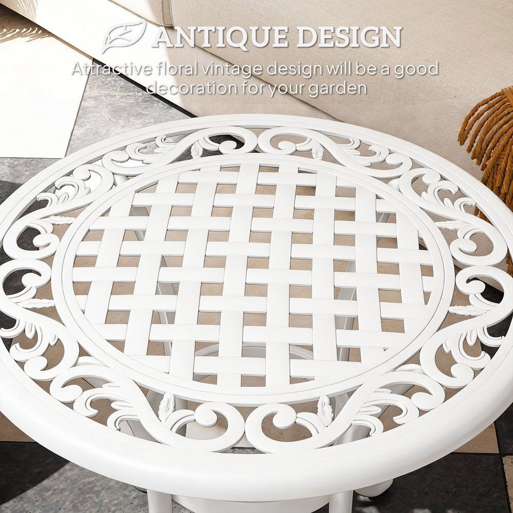 Outsunny White Aluminium Frame Round Garden Table Image 7