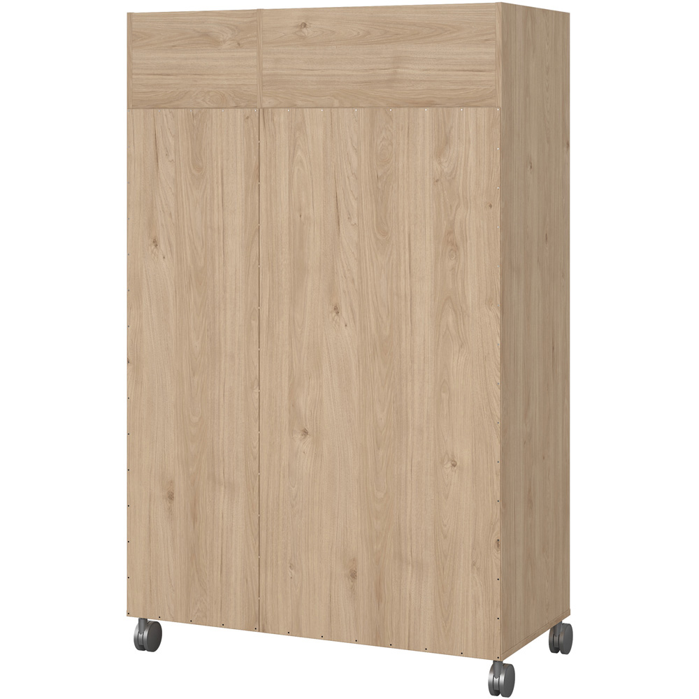 Florence Uppsala 6 Shelf Jackson Hickory Oak Open Mobile Wardrobe with Beige Textile Curtain Image 6