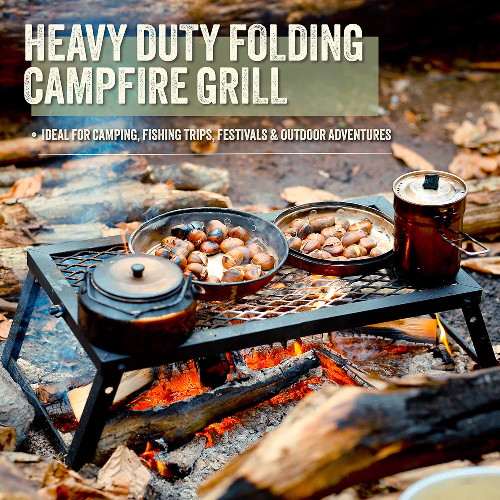 Milestone Camping Heavy Duty Folding Campfire Grill 55 x 30cm Image 4