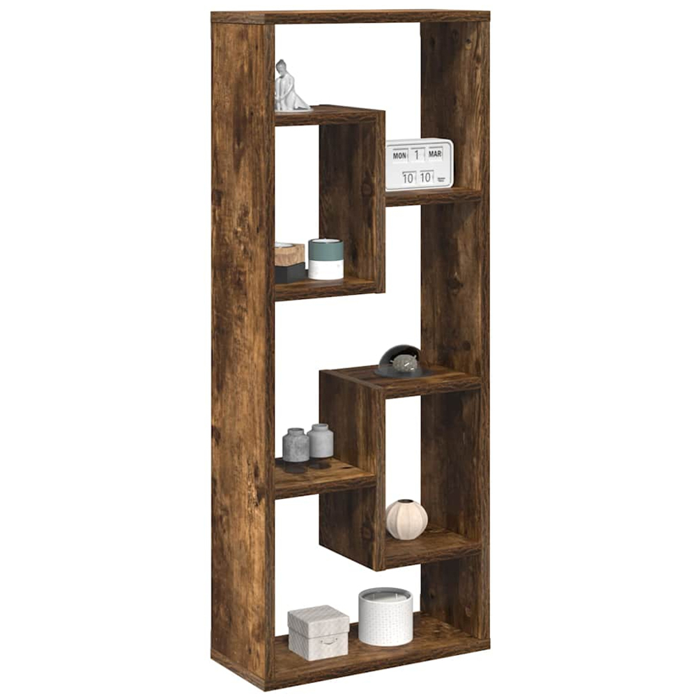 vidaXL 5 Shelf Smoked Oak Wooden Wall Shelf Image 3