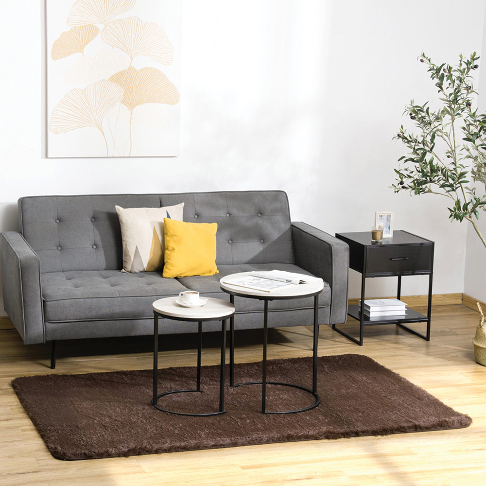 HOMCOM Brown Fluffy Area Rug Shaggy Carpet for Living Room, Bedroom, 120x200cm Image 1