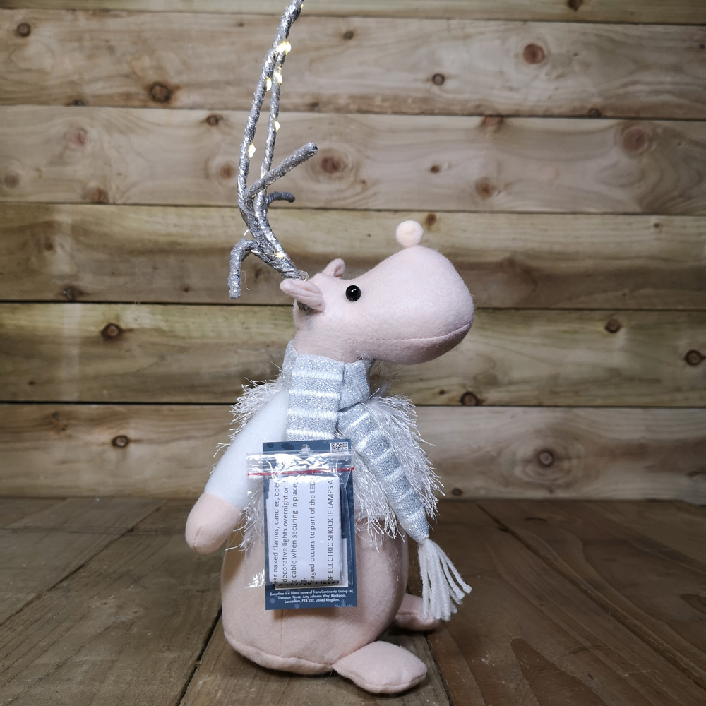 Samuel Alexander Plush White Christmas Reindeer with LED Lit Antlers Image 6