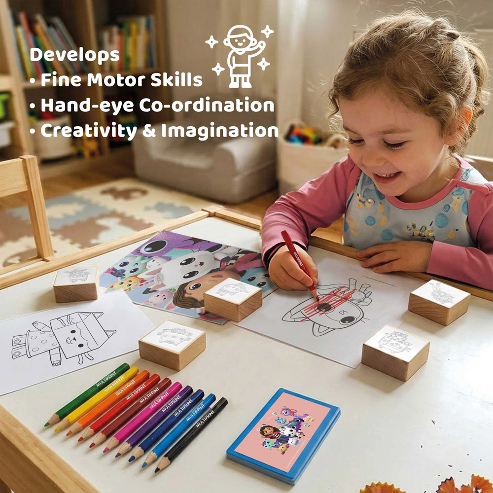 Multiprint Gabbys Dollhouse Kids Travel Colouring and Stamp Set Image 6