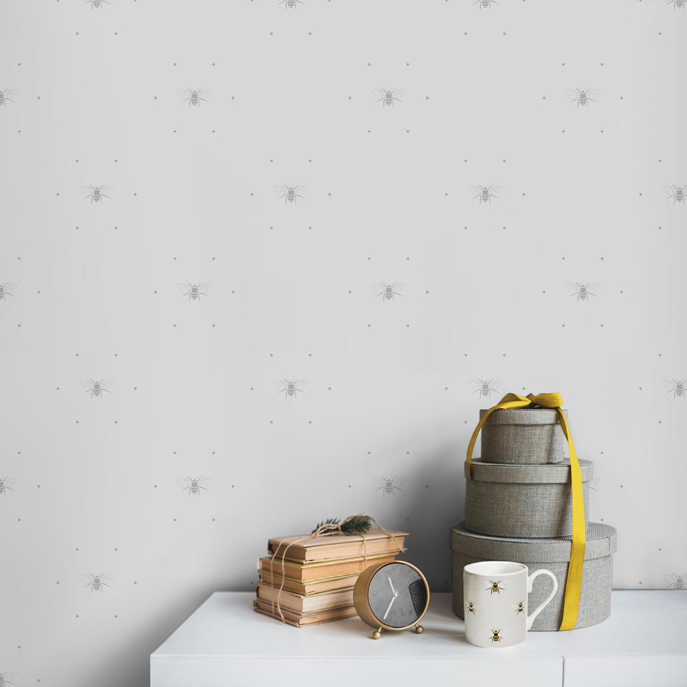 Sophie Allport Bees Silhouette Grey Wallpaper Image 4