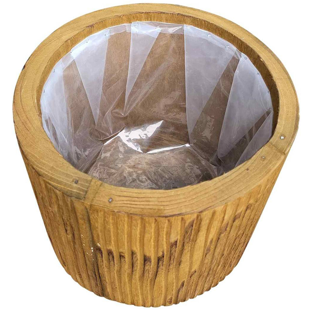 Lechuza Hortico Ribbed Brown Wooden Planter with Legs 60cm Image 4