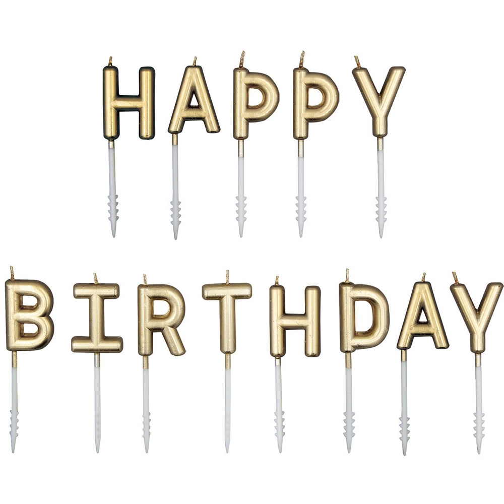 My Party Happy Birthday Pick Candles - Gold Image 1