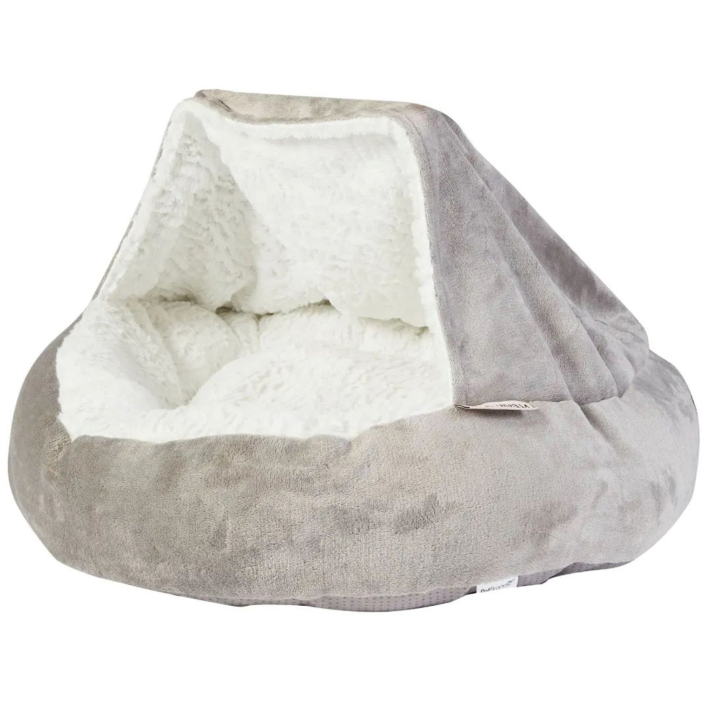 Dream Paws Grey Hideaway Snuggle Pet Bed Image 1