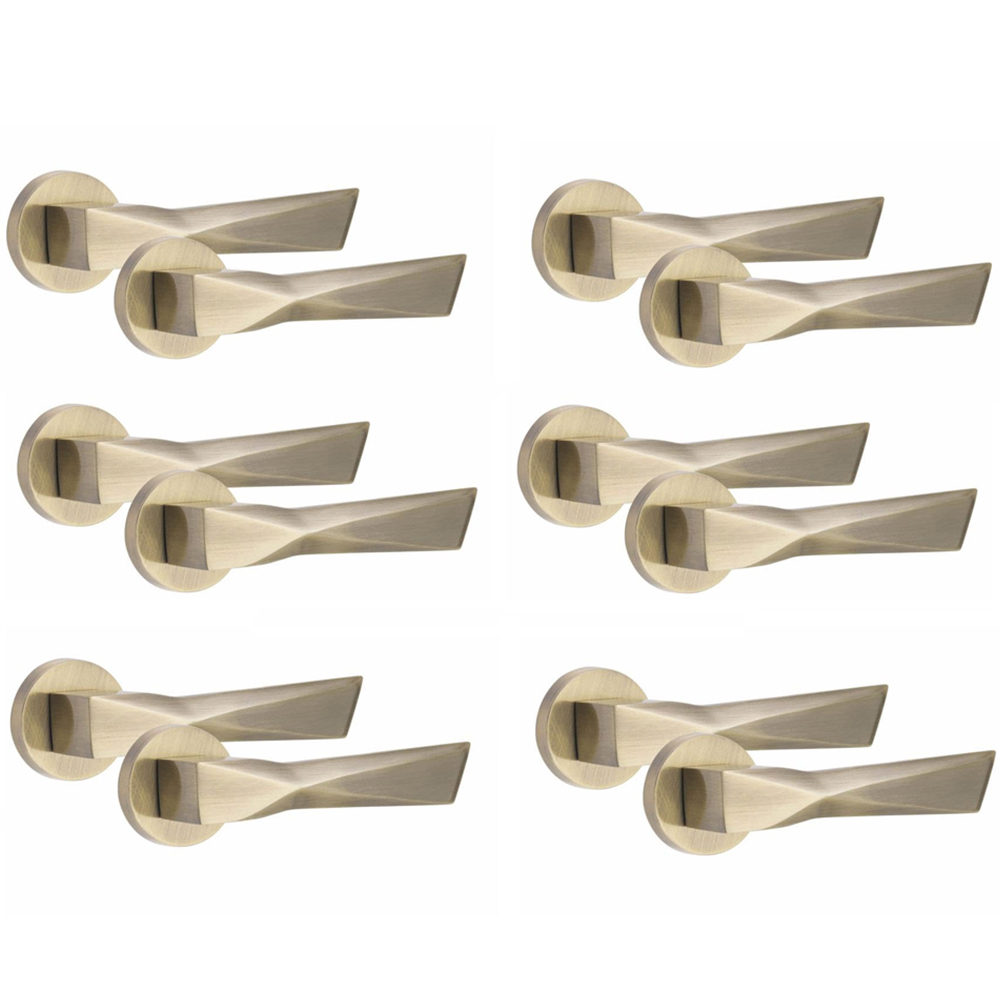 Golden Grace Modern Aura Antique Brass Premium Door Handles 6 Pack Image 1