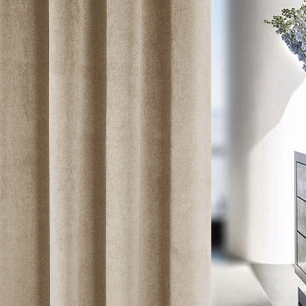 Enhanced Living Oxford Cream Thermal Blackout Pencil Pleat Velvet Single Door Curtain 168 x 214cm Image 4