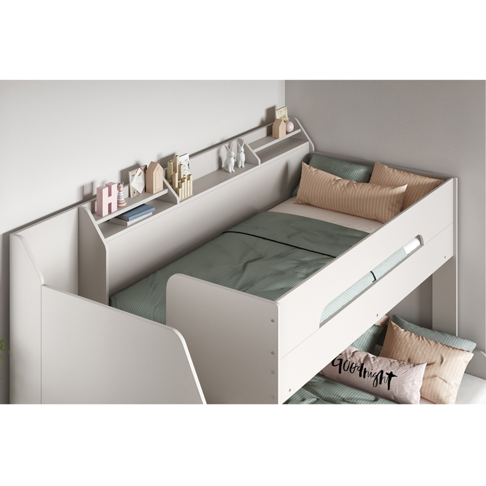 Flair Slick Triple Sleeper White Staircase Bunk Bed Image 2