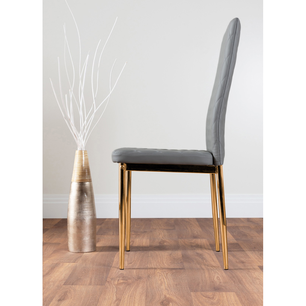Furniturebox Valera Set of 4 Grey and Gold Faux Leather Dining Chair Image 3