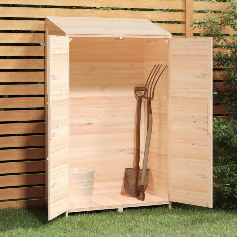 vidaXL 3.3 x 1.7ft Light Brown Wooden Pent Garden Shed Image 2