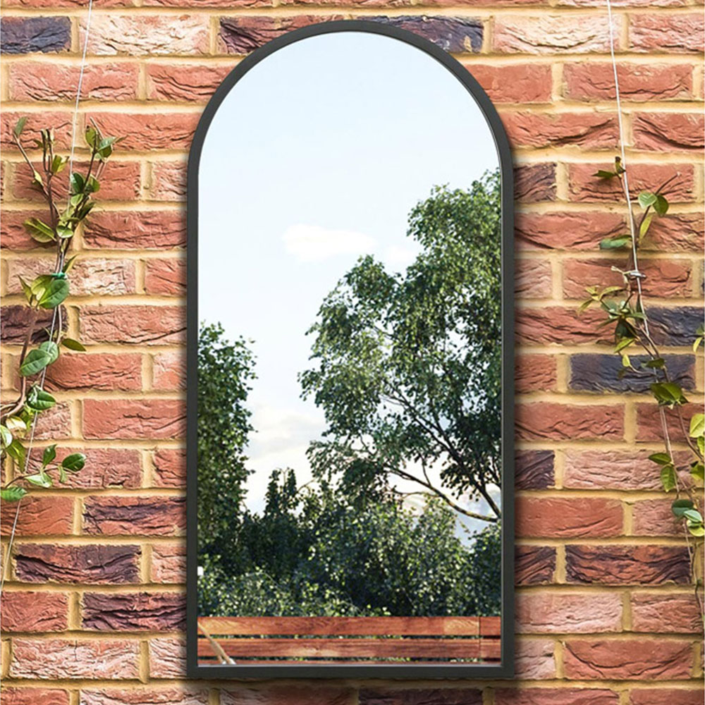 MirrorOutlet The Arcus Black Framed Arched Garden Wall Mirror 80 x 40cm Image 2