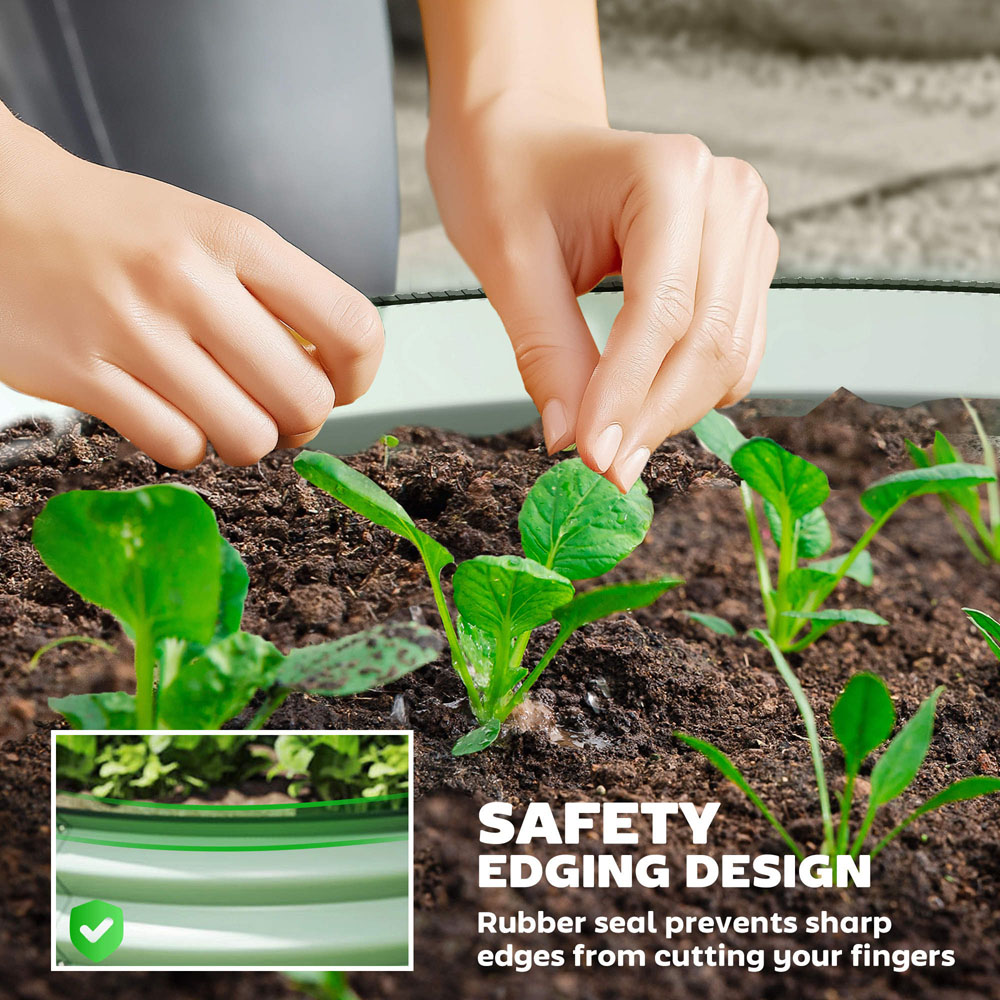 Outsunny Green Galvanised Steel Raised Garden Bed Planter with Safety Edging 2 Pack Image 6