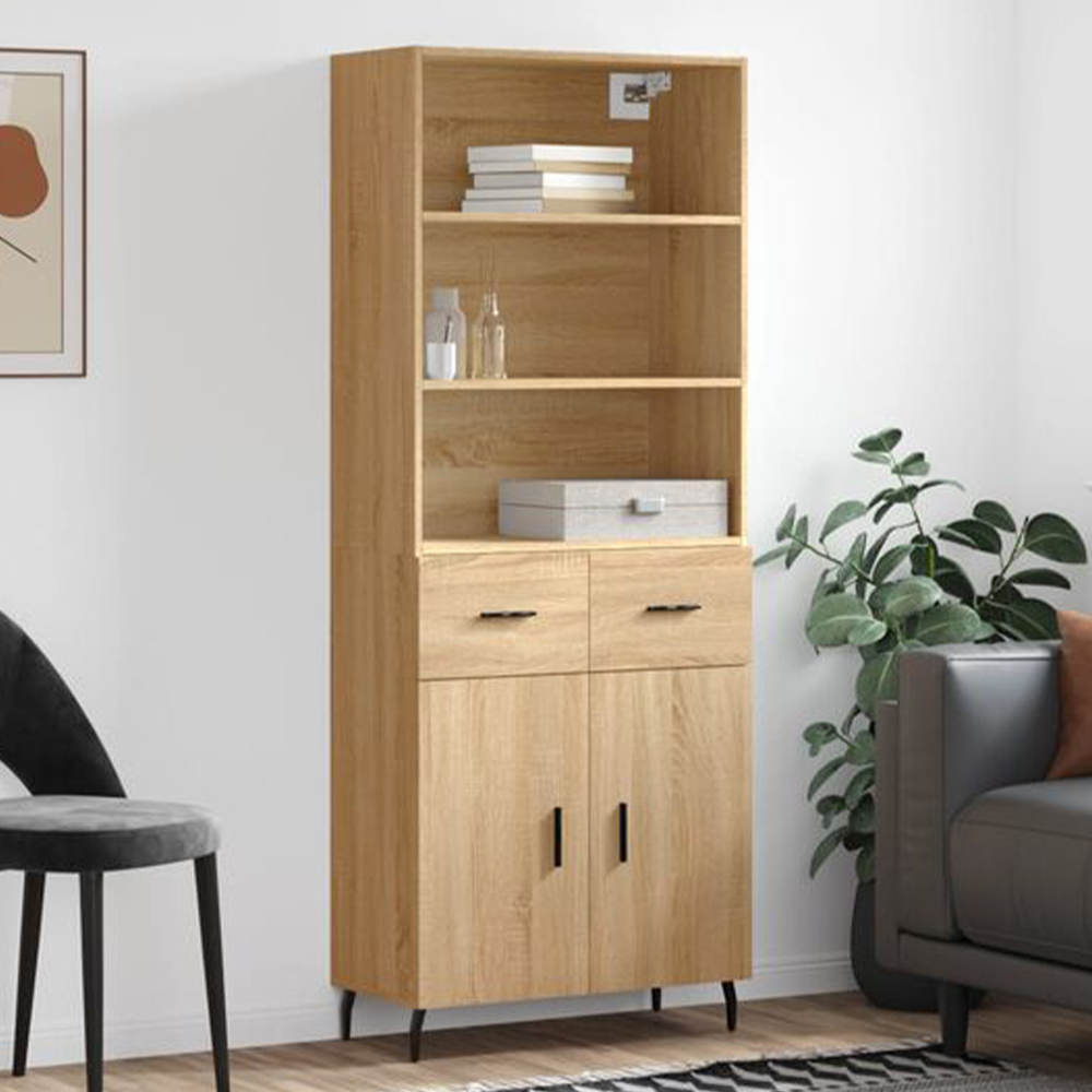 vidaXL 2 Door 2 Drawer Sonoma Oak Highboard Image 1