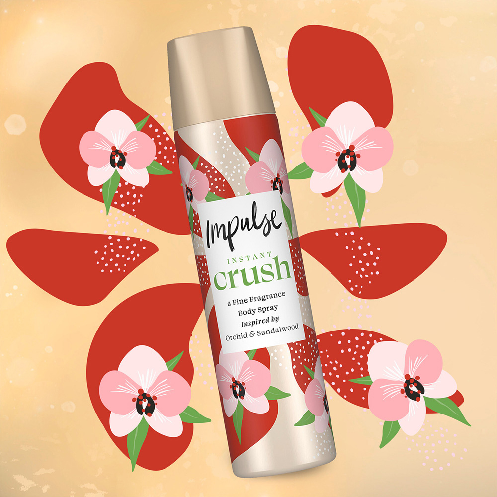 Impulse Instant Crush Blend of Natural Scents Body Spray Deodorant 75ml 6 Pack Image 4