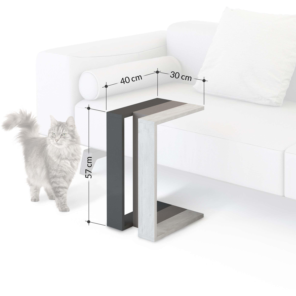 Decortie Muju Mocha Grey Modern C Shape Side Table Image 5