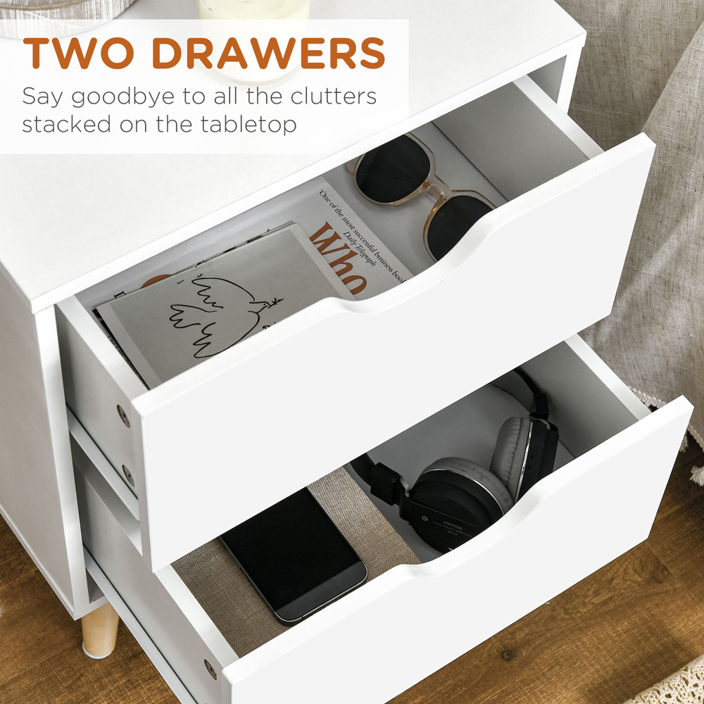 Portland 2 Drawer White Bedside Table Image 7
