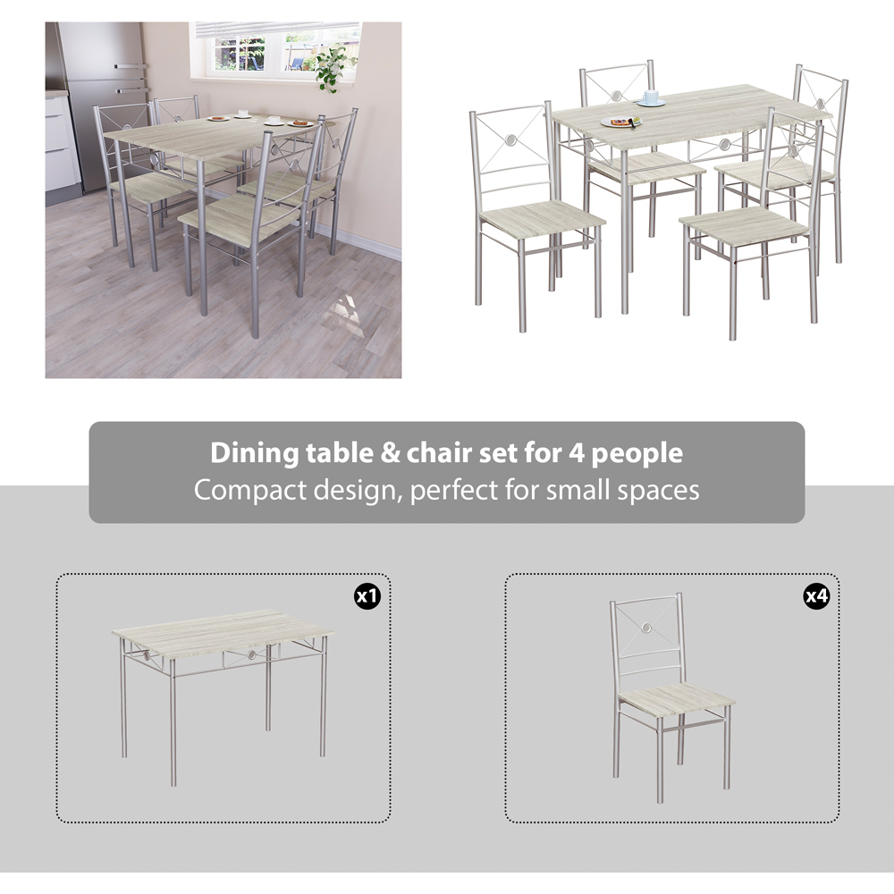 Vida Designs Roslyn 4 Seater Dining Set Oak Image 8