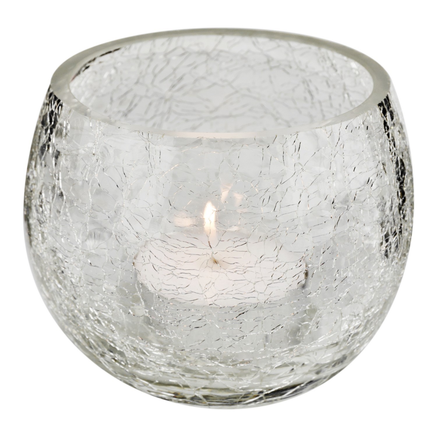 Clear Crackle Glass Candle Holder Image