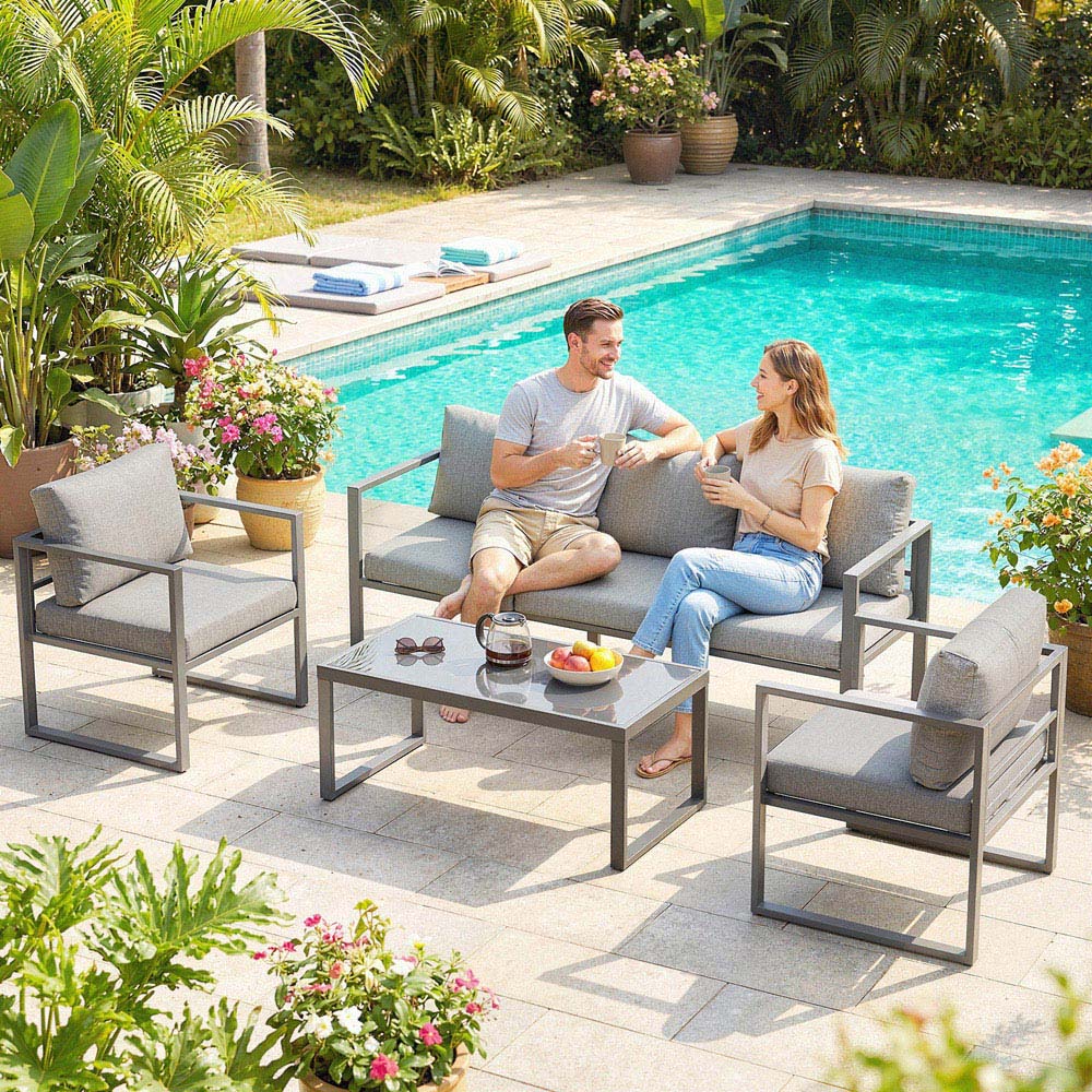 Outsunny 5 Seater Dark Grey Aluminium Frame Garden Lounge Set Image 7