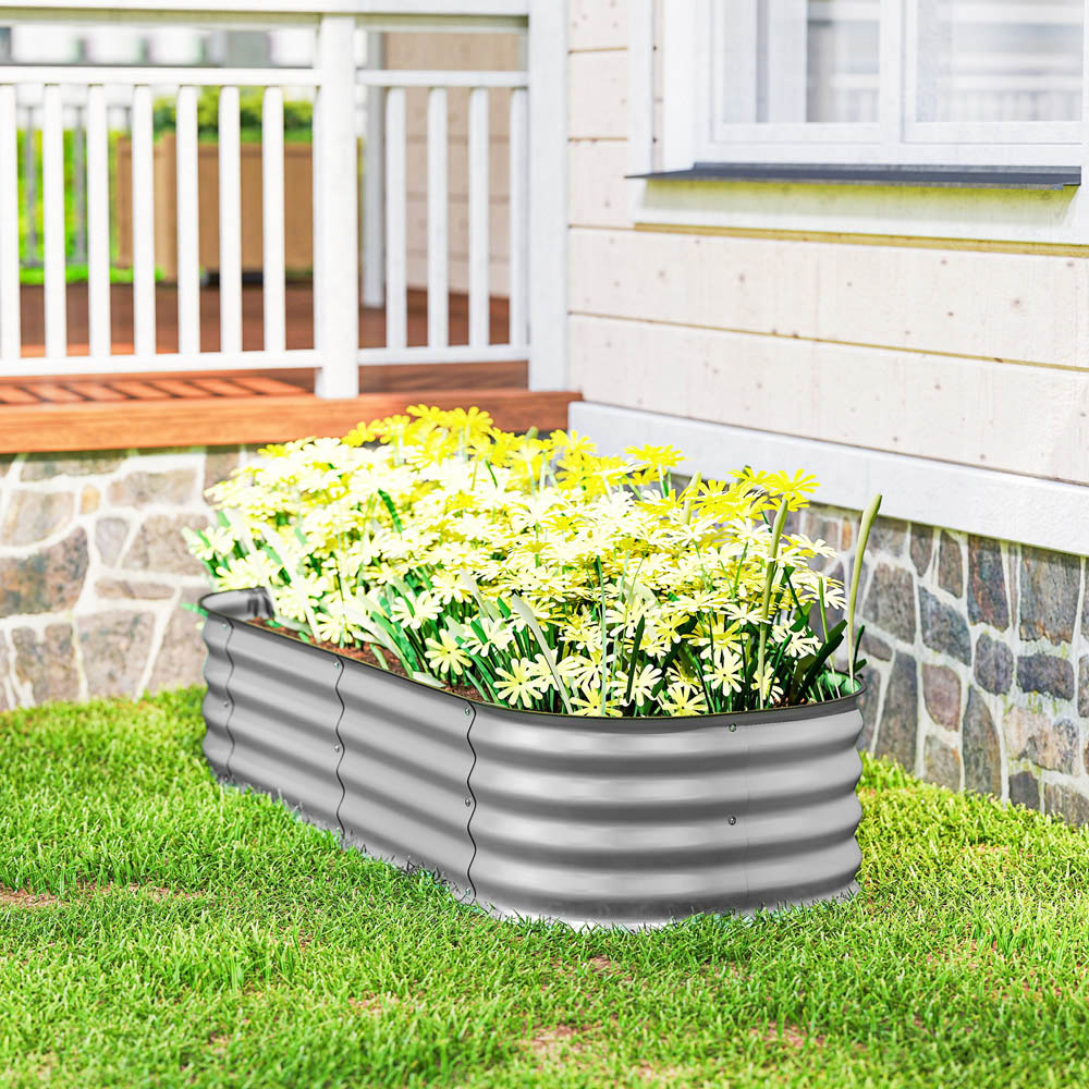 Outsunny Silver Galvanised Raised Garden Bed with Safety Edging 30 x 150 x 62cm Image 3