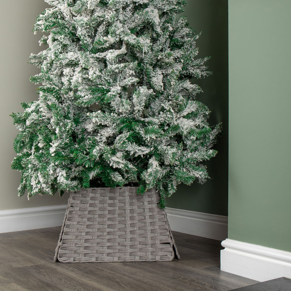 Samuel Alexander Grey Foldable Rattan Christmas Tree Skirt 47cm Image 3
