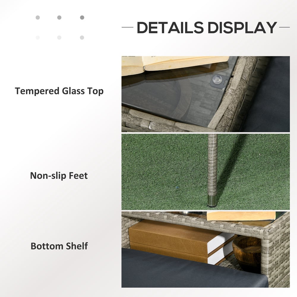 Outsunny 2 Seater Mixed Grey Rattan Companion Seat Image 6