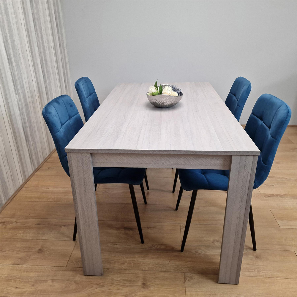 Kosy Koala 4 Seater Velvet Arrow Design Dining Set Grey and Blue Image 8