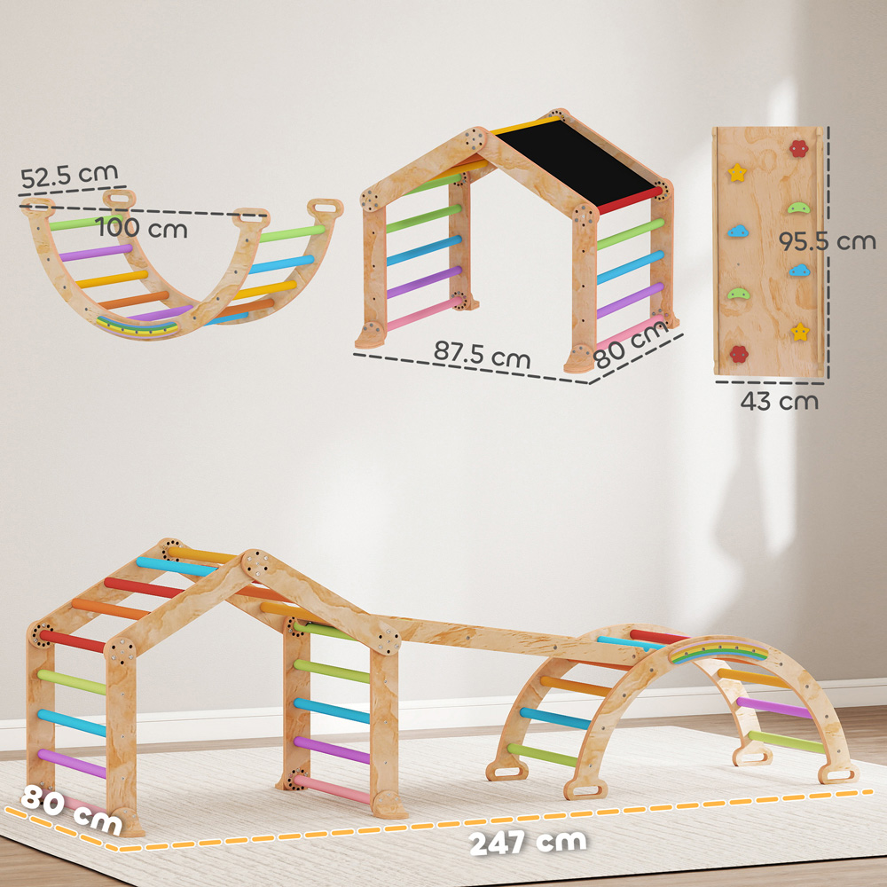 Tommy Toys AIYAPLAY 9-in-1 Toddler Multicolour Climbing Frame with Slide Ramp Ladder and Blackboard Image 9