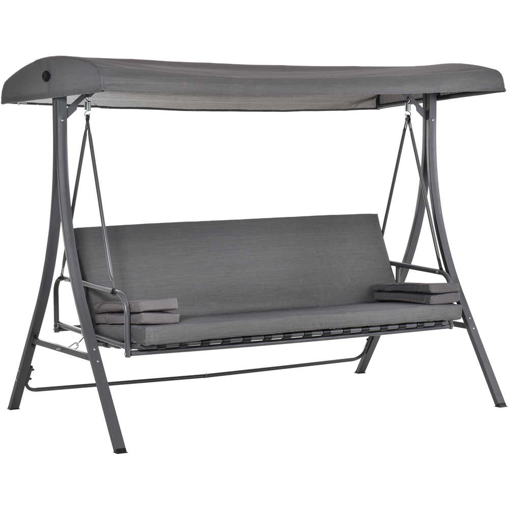 Outsunny 3 Seater 2 in 1 Grey Swing Chair with Canopy Image 2