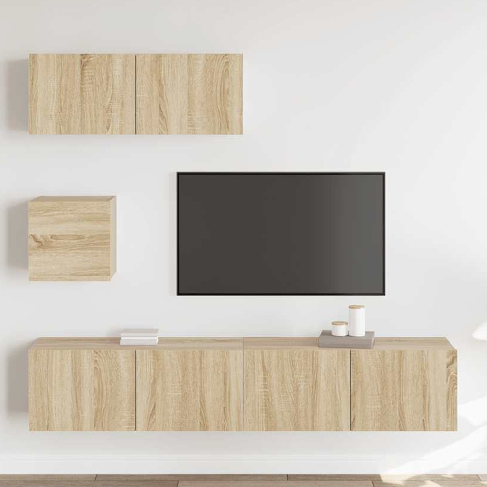 vidaXL 7 Door Sonoma Oak TV Cabinet Image 1